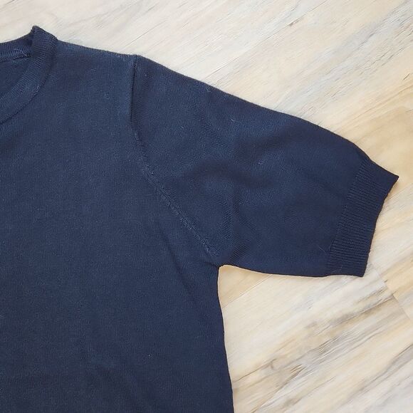 🔸️Black Lightweight Retro Style Short Sleeve Sweater XLarge - Picture 6 of 10